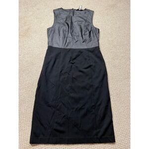 Black Label by Chicos Dress Womens Sz 00 Black Faux‎ Leather Ponte Sheath Casual